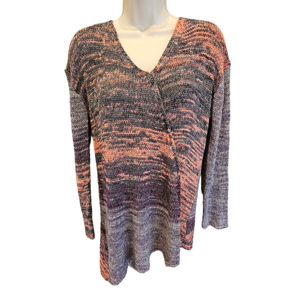 PrAna Medium chunky knit ombre colorful asymmetrical hem tunic sweater winter